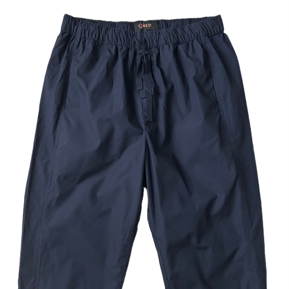 Quince Womens Navy Blue 100% Organic Cotton Poplin Pull On Pants Size Medium - Picture 2 of 7